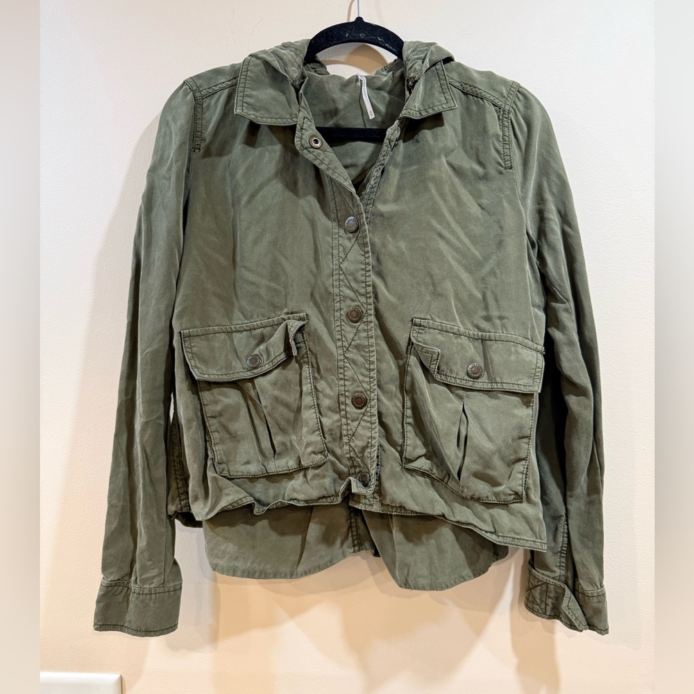 🔥Free People Women's Olive Green Utility Jacket Size XS EC🔥
